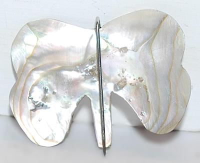 Mother-of-Pearl MOTH BROOCH (1¾" x 1¼") NOTE: This has an OPEN PIN--NO LOCK