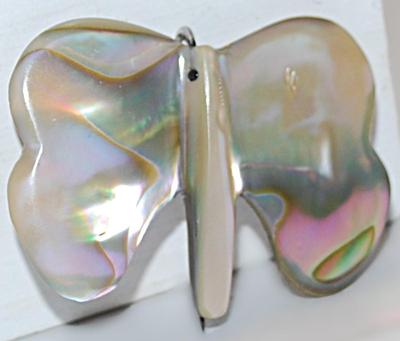Mother-of-Pearl MOTH BROOCH (1¾" x 1¼") NOTE: This has an OPEN PIN--NO LOCK