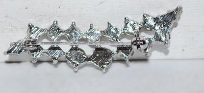 Clear Round 18 Stones BAR BROOCH (2" x ½") on a Silver Tone Setting