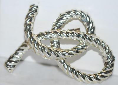 Silver Color KNOTTED ROPE BROOCH (2½" x 1½") on a Silver Tone Setting