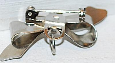 VINTAGE 1950's Silver Tone WATCH FOB PIN (1¾") with Loop & Ring