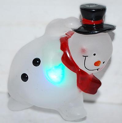 Acrylic ILUMINATING SNOWMAN BROOCH (2½" x 1¾") Flashes 4 Colors & On/Off Switch