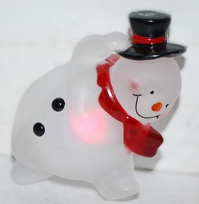 Acrylic ILUMINATING SNOWMAN BROOCH (2½" x 1¾") Flashes 4 Colors & On/Off Switch