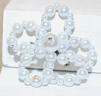 Handcrafted White Pearl-Like Beads Flower BROOCH (1½" Diam.)