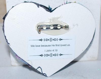 Handcrafted Cloth Flowers & Roses on a Heart Shape BROOCH (3" x 2")