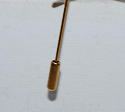 Gold Oval Perimeter Red & White CAMEO HAT PIN (4" L) with Screw-on Security Clasp