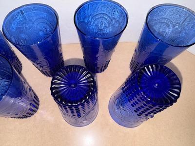 Set 7 Cobalt Blue Drinking Glasses