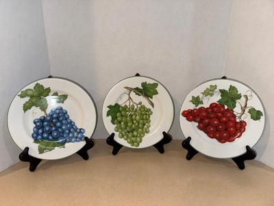 3 Vinyard Grape Plates Luncheon Size