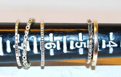 5 Silver Tone Rings -- 4 @ Size 7 & 1 @ Size 4¾ -- Stackable/Individual
