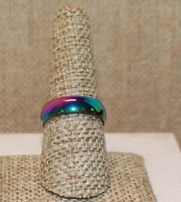 Size 8¼ Colorful Iridescent No-Stones Ring (3.7g)