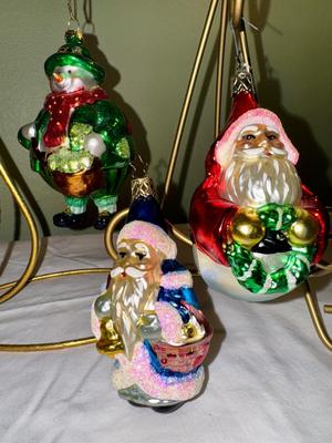Lot of 6 Vintage Mercury Glass Santa & Snowman Ornaments