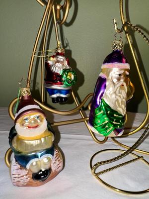 Lot of 6 Vintage Mercury Glass Santa & Snowman Ornaments