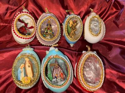 Lot of 7 Vintage Homemade Christmas Ornaments