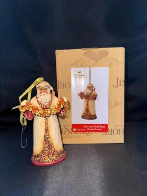 Jim Shore Ivory/Gold Santa Hanging Ornament