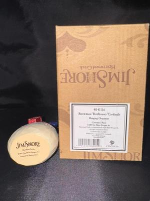 Jim Shore Snowman Birdhouse Cardinals Hanging Ornament