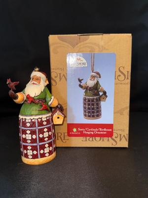 Jim Shore Santa Cardinals Birdhouse Hanging Ornament