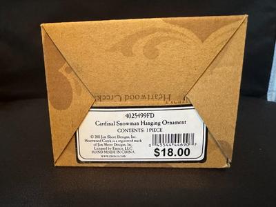 Jim Shore Cardinal Snowman Hanging Ornament