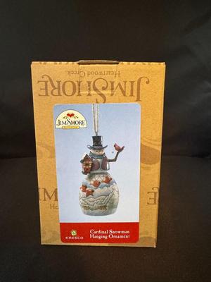 Jim Shore Cardinal Snowman Hanging Ornament
