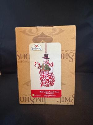 Jim Shore Red Green Candy Cane Snowman Hanging Ornament