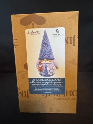 Jim Shore Purple Gnome Holding a Santa Gnome