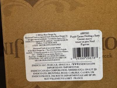 Jim Shore Purple Gnome Holding a Santa Gnome