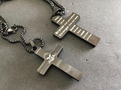 2 Black Cross necklaces and chains