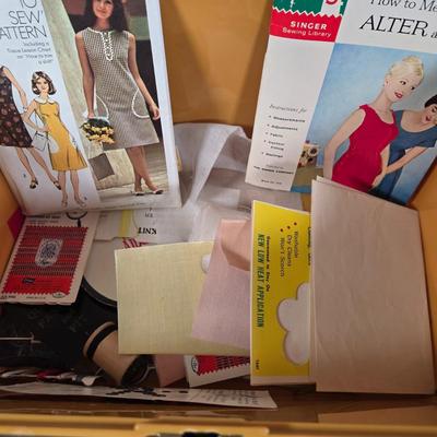 LOT 34K: Vintage Wilson Wil-Hold Harvest Gold Plastic Sewing Box Filled with Sewing Supplies