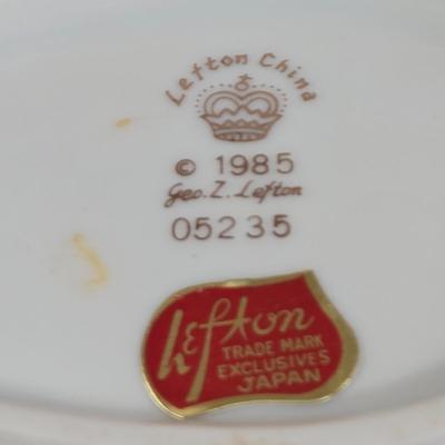 LOT 35K: Limoges France Delicate Porcelain Vintage Leaf Trinket Dish, Vintage Lefton Christmas Holiday Candy/Nut Dish Holly Berries, and...