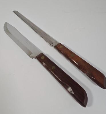 LOT 39K: Vintage Carving Set, Vintage Steak Knives - John Hull Cutlers Sheffield England Bakelite, and More