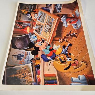 LOT 61K: Eyes and Ears 1986, 87, and 88 Copies, It's a Small World and Haunted House Albums, Mickey Mouse Figurine, and 2 Button Pins