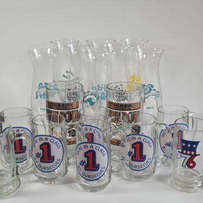 LOT 62L: Beer Sign, Beer Mugs, and Hurricane Glasses