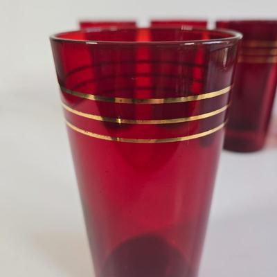 LOT 64K: Vintage Ruby Red Tumblers/Glasses and Multiple Can/ Bottle Openers