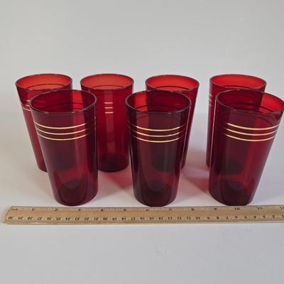 LOT 64K: Vintage Ruby Red Tumblers/Glasses and Multiple Can/ Bottle Openers