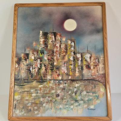 LOT 66L: Abstract Cityscape Painting