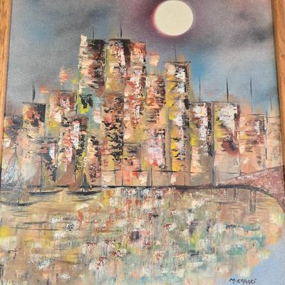 LOT 66L: Abstract Cityscape Painting