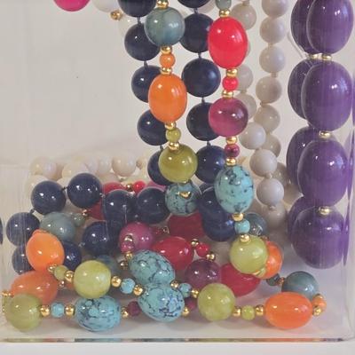 LOT 67K: Necklace Holder and Multiple Beaded Necklaces