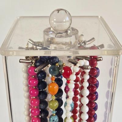 LOT 67K: Necklace Holder and Multiple Beaded Necklaces