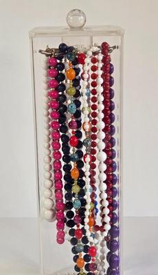 LOT 67K: Necklace Holder and Multiple Beaded Necklaces