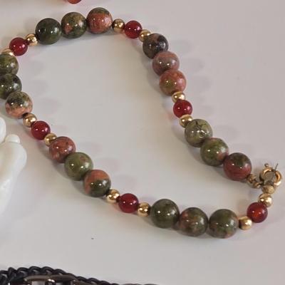 LOT 68K: Multiple Beaded Necklaces and 2 Bracelets