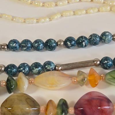 LOT 68K: Multiple Beaded Necklaces and 2 Bracelets