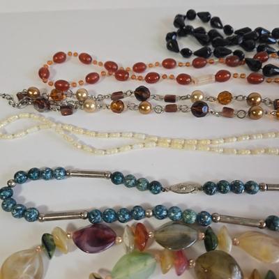 LOT 68K: Multiple Beaded Necklaces and 2 Bracelets