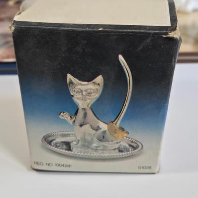 LOT 69L: Everything Cats, Books, Music Box, Ring Holder, Figurines, and More