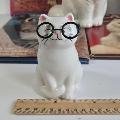 LOT 69L: Everything Cats, Books, Music Box, Ring Holder, Figurines, and More