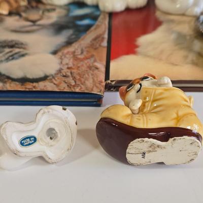 LOT 69L: Everything Cats, Books, Music Box, Ring Holder, Figurines, and More