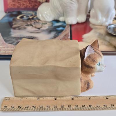 LOT 69L: Everything Cats, Books, Music Box, Ring Holder, Figurines, and More