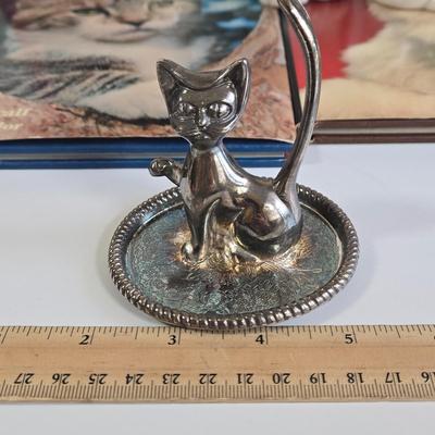 LOT 69L: Everything Cats, Books, Music Box, Ring Holder, Figurines, and More