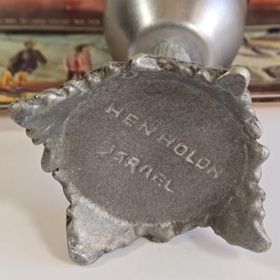 LOT 70L: Morris Katz Prints, Siddur with Decorative Metal Cover, Hen Holon Pewter Goblet, and More