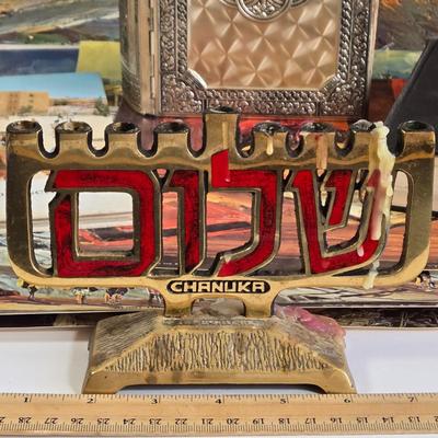 LOT 70L: Morris Katz Prints, Siddur with Decorative Metal Cover, Hen Holon Pewter Goblet, and More