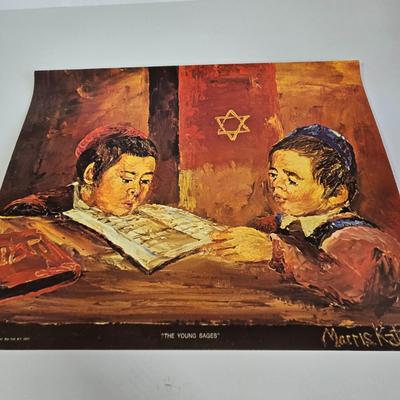 LOT 70L: Morris Katz Prints, Siddur with Decorative Metal Cover, Hen Holon Pewter Goblet, and More
