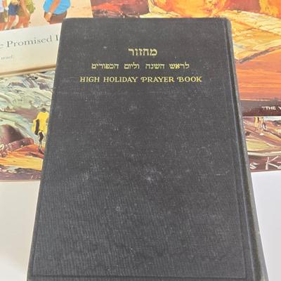 LOT 70L: Morris Katz Prints, Siddur with Decorative Metal Cover, Hen Holon Pewter Goblet, and More